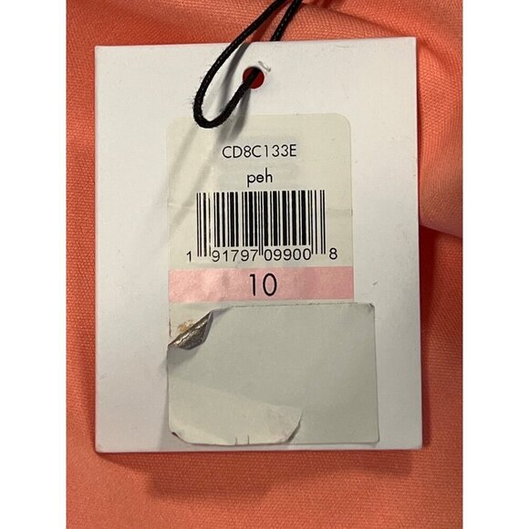 Calvin Klein Bell Sleeve Peach Dress Size 10 Women Sheath 3/4 Scoop Stretch New - Picture 8 of 9